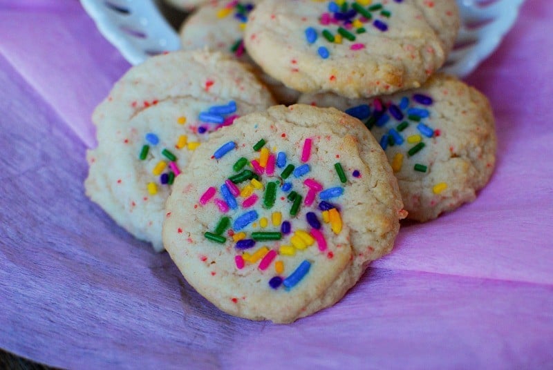 Cherry Chip Cake Mix Cookies with Sprinkles