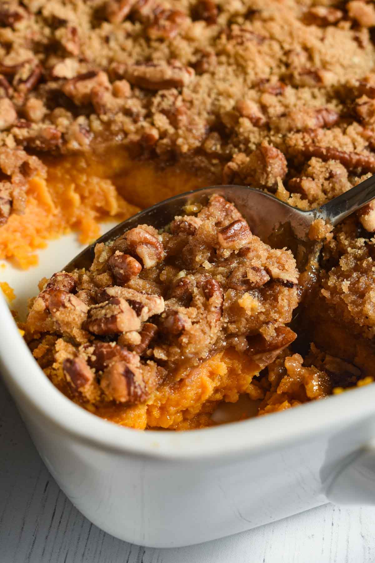 Canned Sweet Potato with Pecan Topping