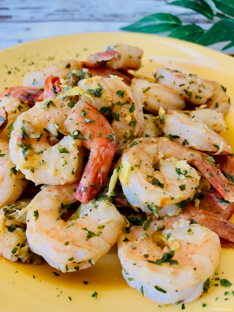 A look at the plate full of finished shrimp ready to eat.