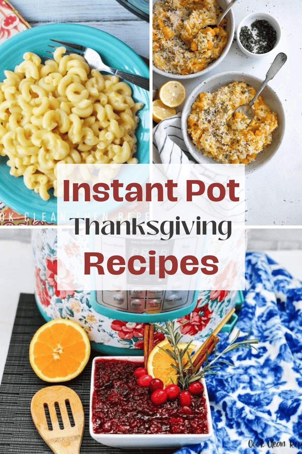 3 images of food made in the instant pot.